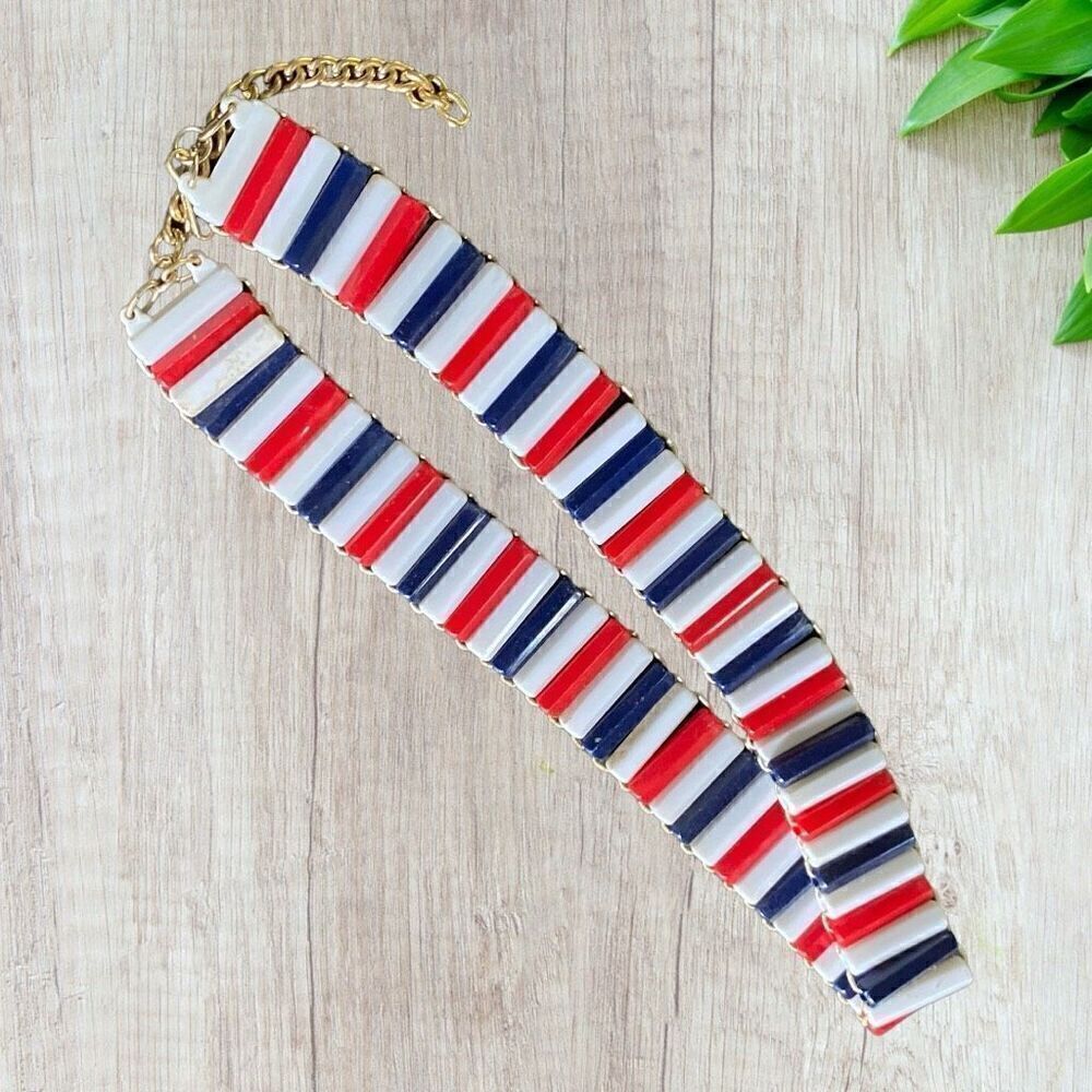 Red White Blue Beaded Belt Vintage